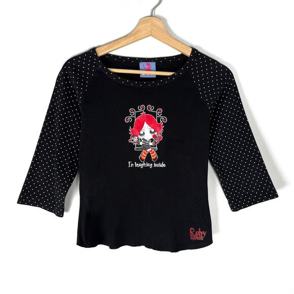 Vtg Ruby Gloom I'm Laughing Inside T Shirt Y2K Hot Topic Mall Goth Emo Baby Tee - Picture 2 of 16